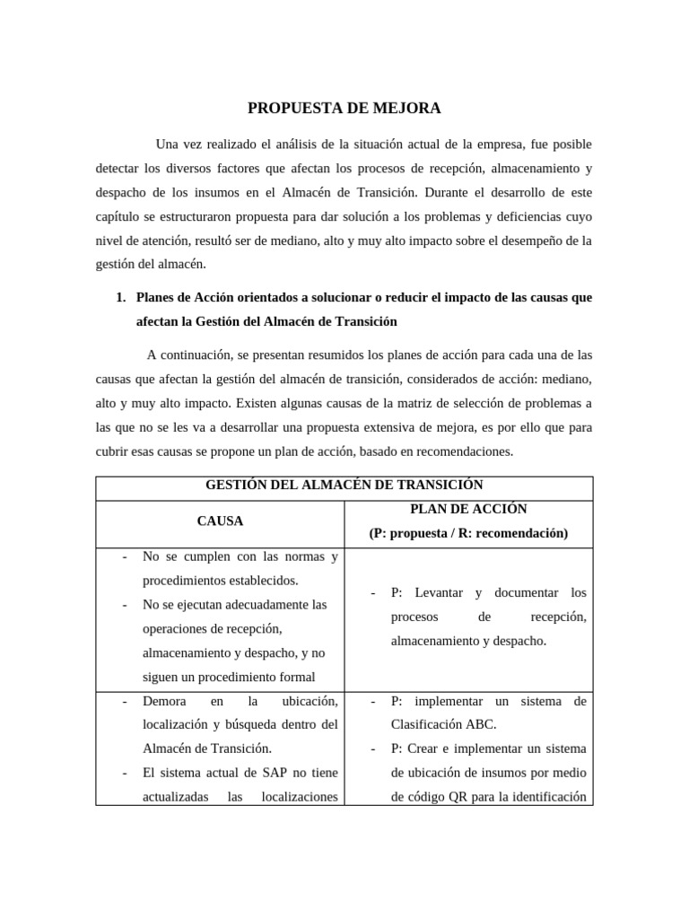Mejora de Gestión en Almacén de Transición | PDF | Máquina elevadora ...