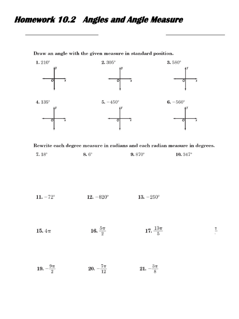 Angles and Angle Measure Homework | PDF