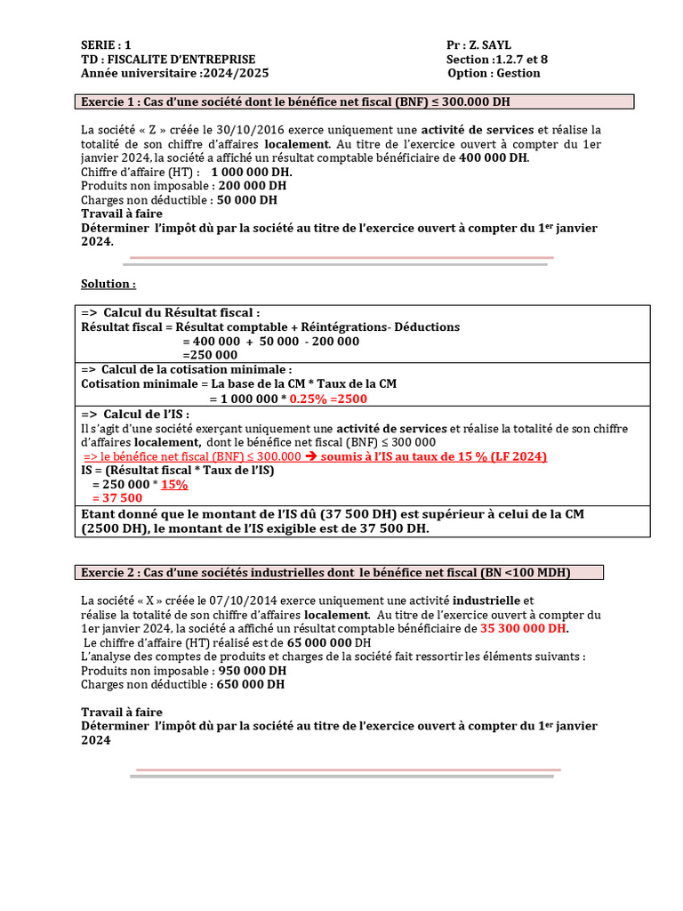 12352sJ-SERIE+1+AVEC+SOLUTION+Fiscalité+de+l’Entreprise++2024-2025 ...