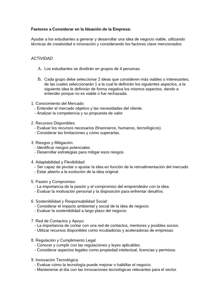 Factores Clave para Idear Negocios Viables | PDF | Escalabilidad ...