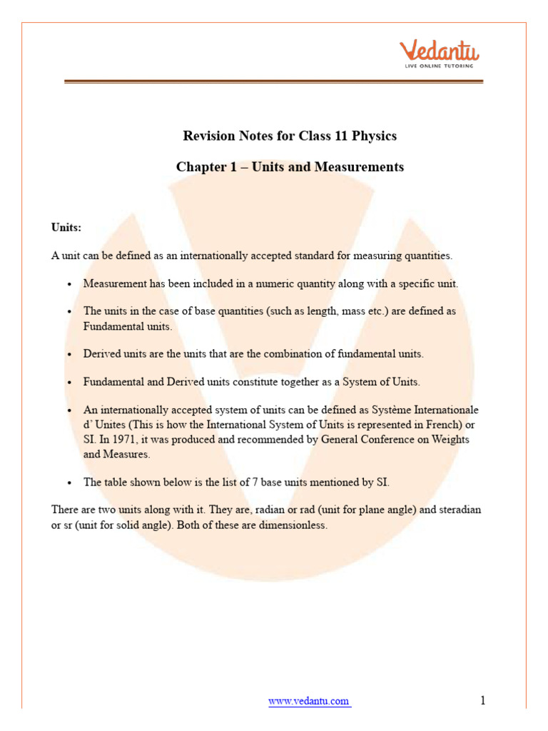 Class 11 Physics: Units & Measurements | PDF | Significant Figures ...