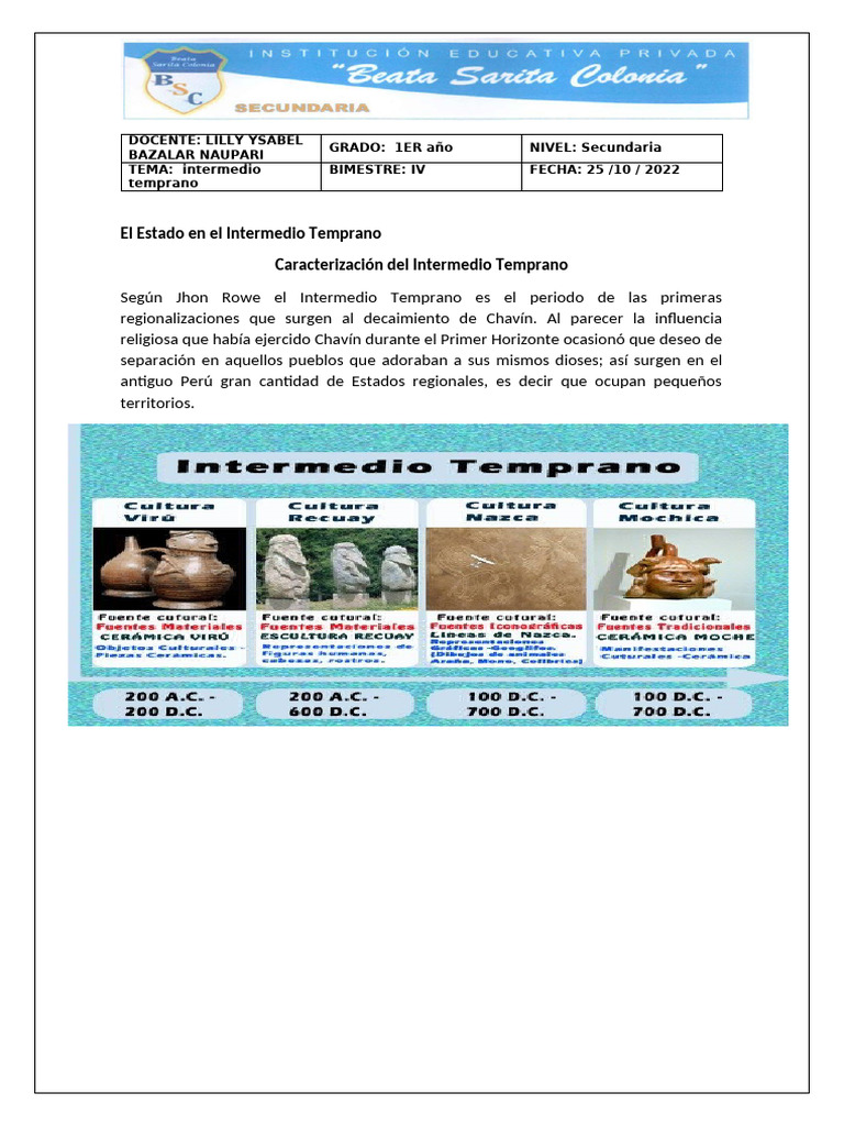El Estado en el Intermedio Temprano | PDF