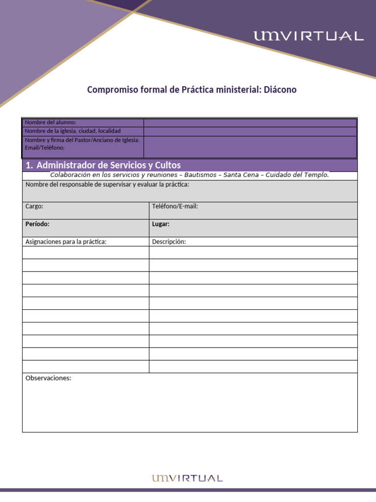 Compromiso Formal Práctica Diácono | PDF