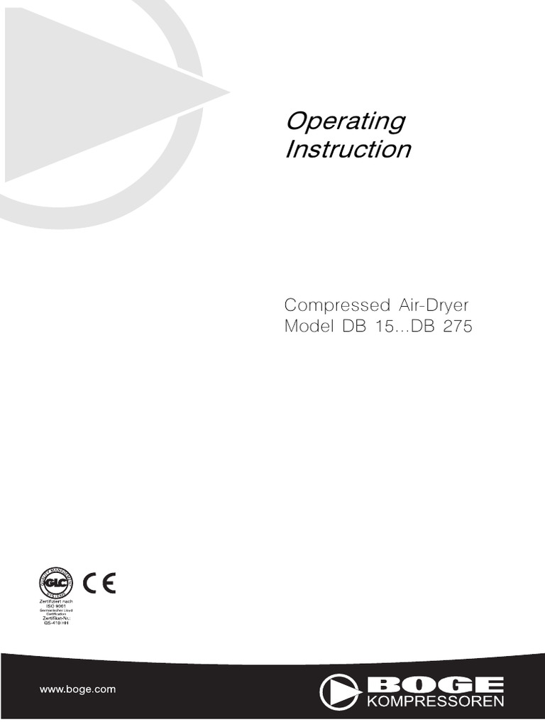 Compressed Air Dryer DB 15-275 Manual | PDF | Air Conditioning | Gases