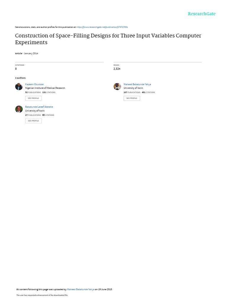 Space-Filling Designs for Computer Experiments | PDF | Matrix ...