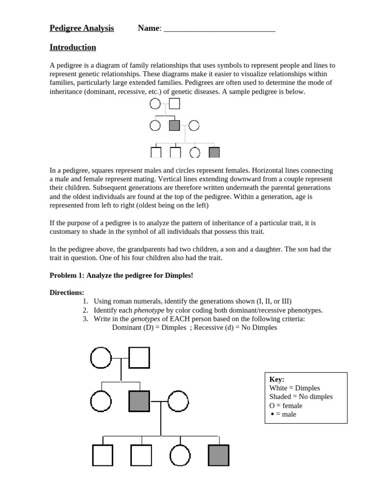 Dimples Inheritance Analysis in Pedigrees | PDF | Dominance (Genetics ...