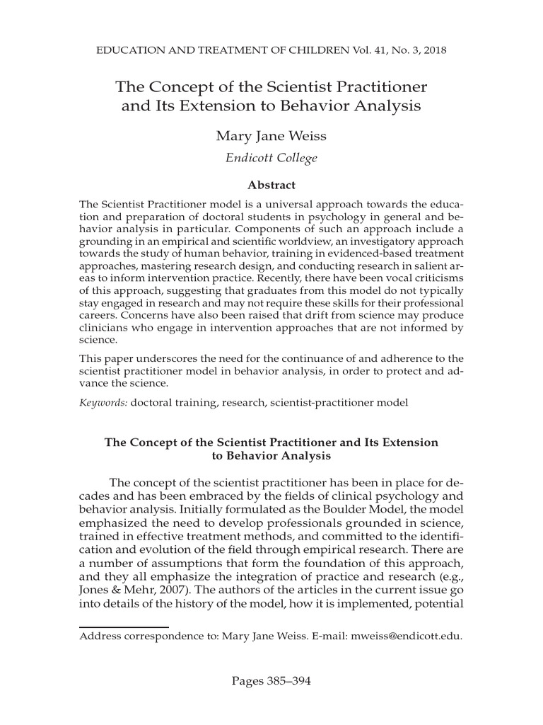 Scientist Practitioner Model in ABA | PDF | Science | Attitude (Psychology)