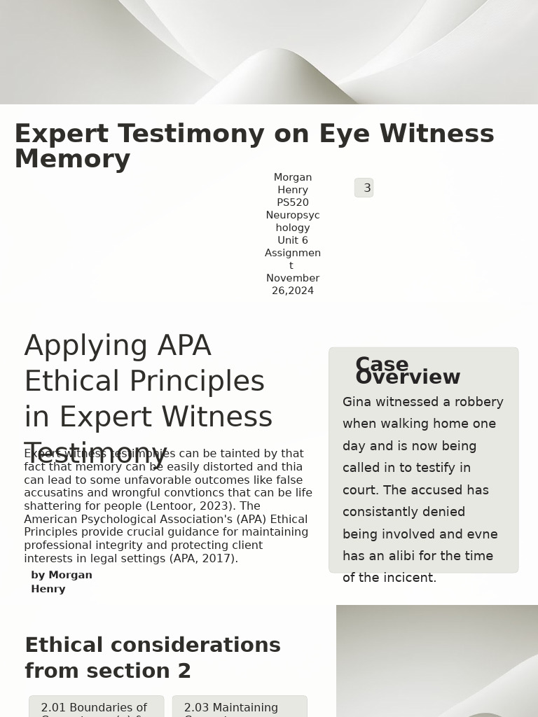 Eyewitness Memory and Expert Testimony | PDF | Cognition | Psychology