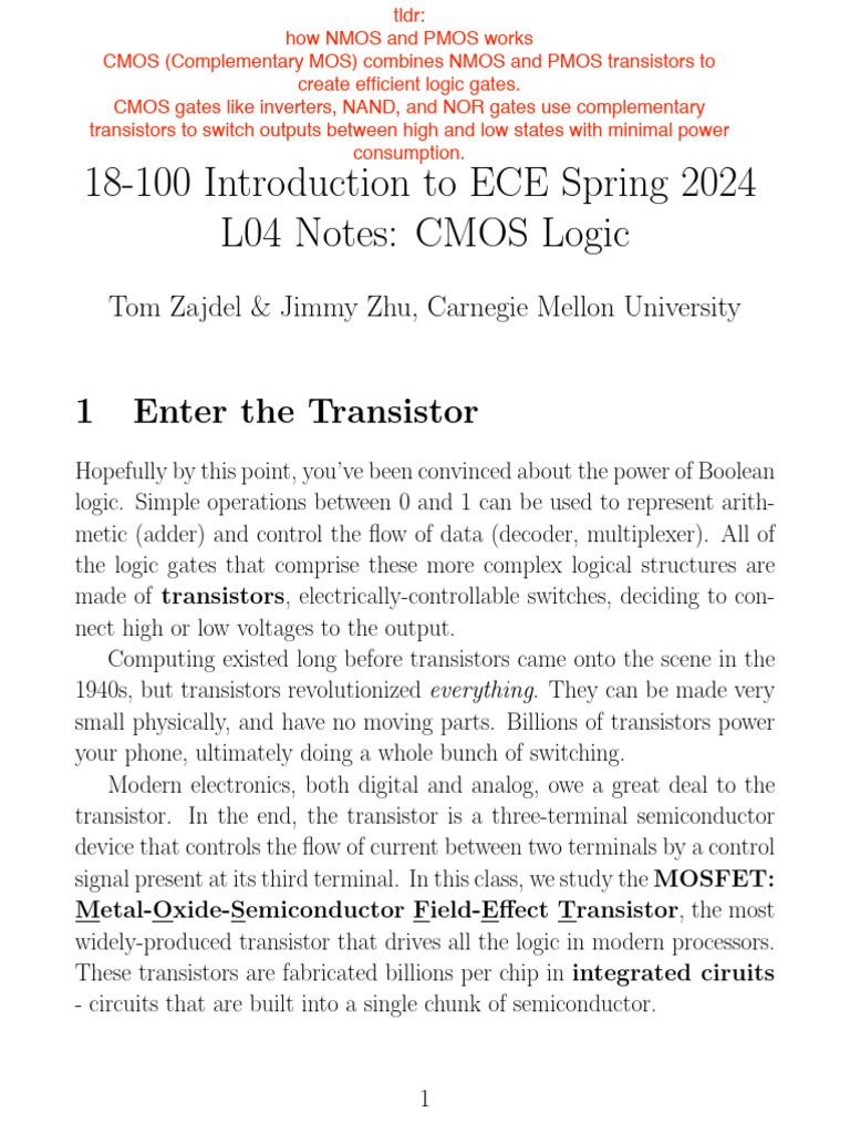N04_CMOS | PDF | Mosfet | Field Effect Transistor