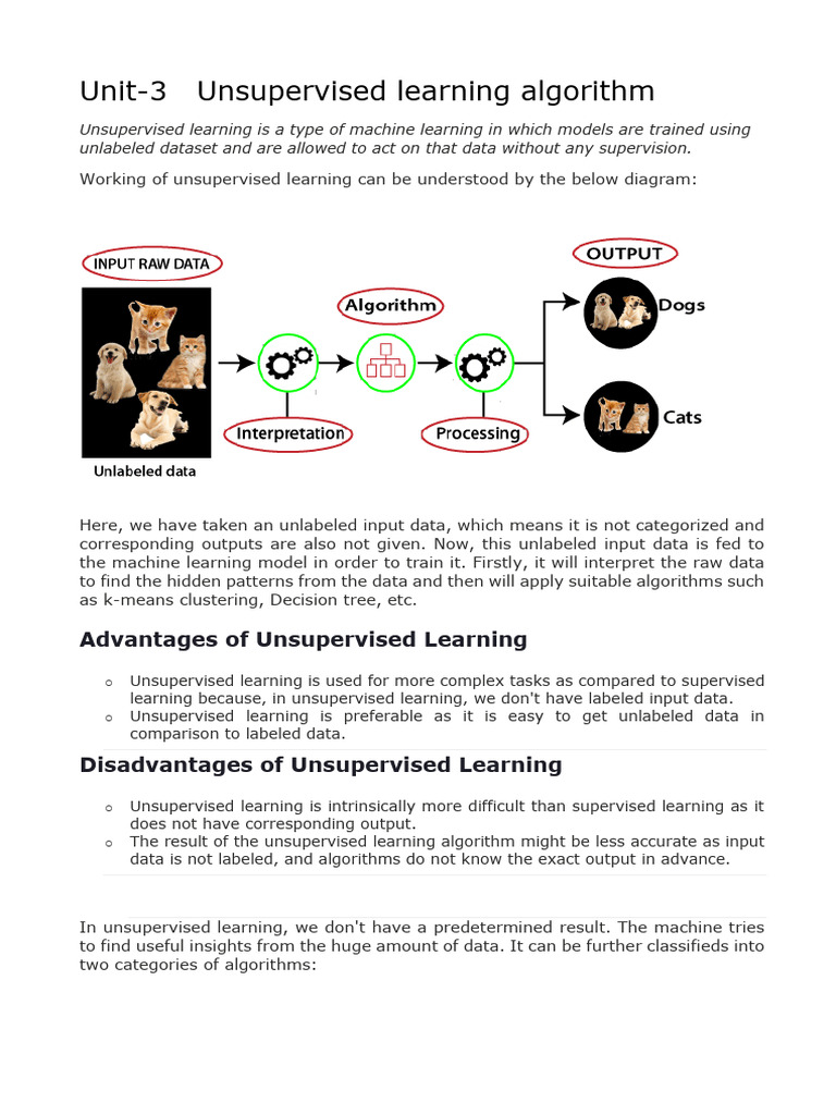 Unit 3 unsupervised learning algorith | PDF | Cluster Analysis ...