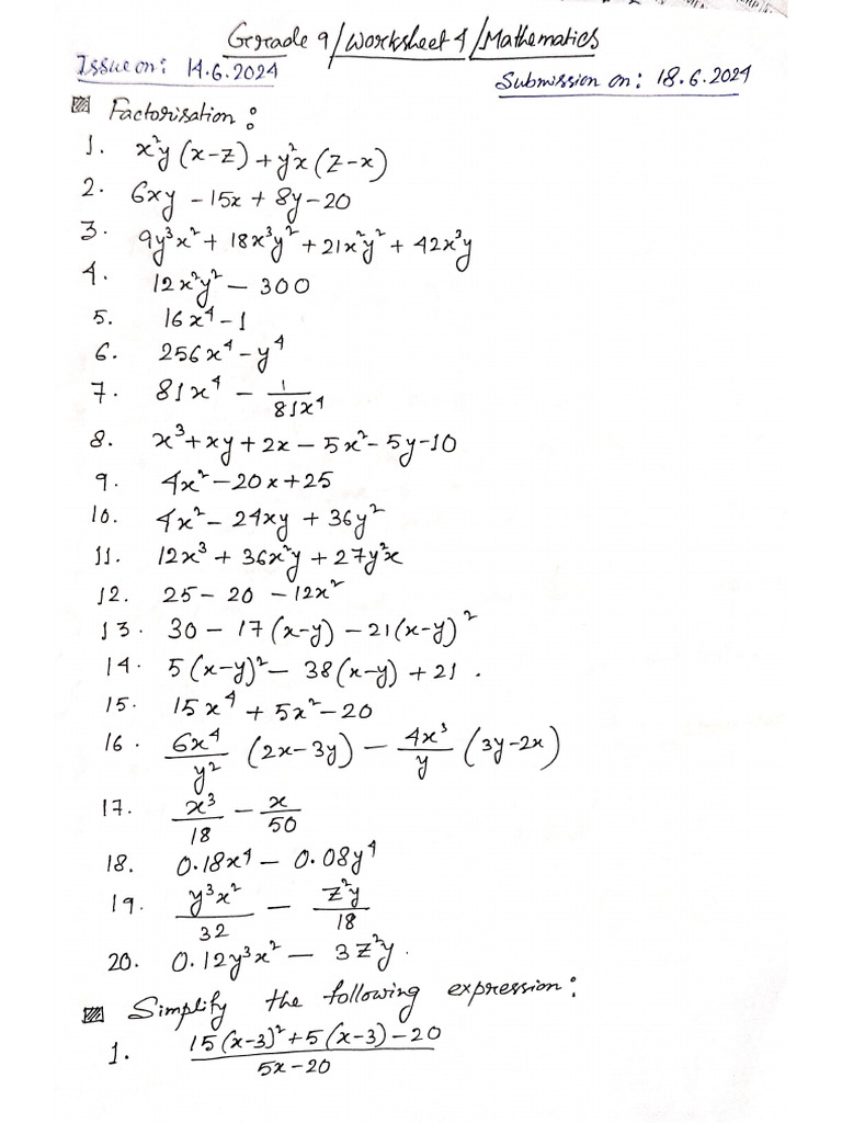 Grade 9 - Ws4 - Mathematics | PDF