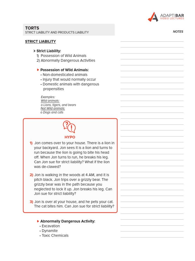 Strict Liability & Product Liability Overview | PDF | Product Liability ...