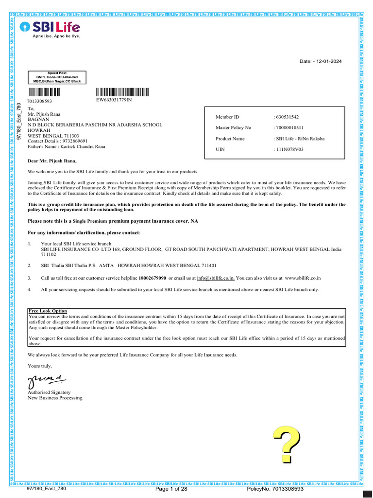 SBI Life RiNn Raksha Insurance Policy Details | PDF | Insurance | Life ...