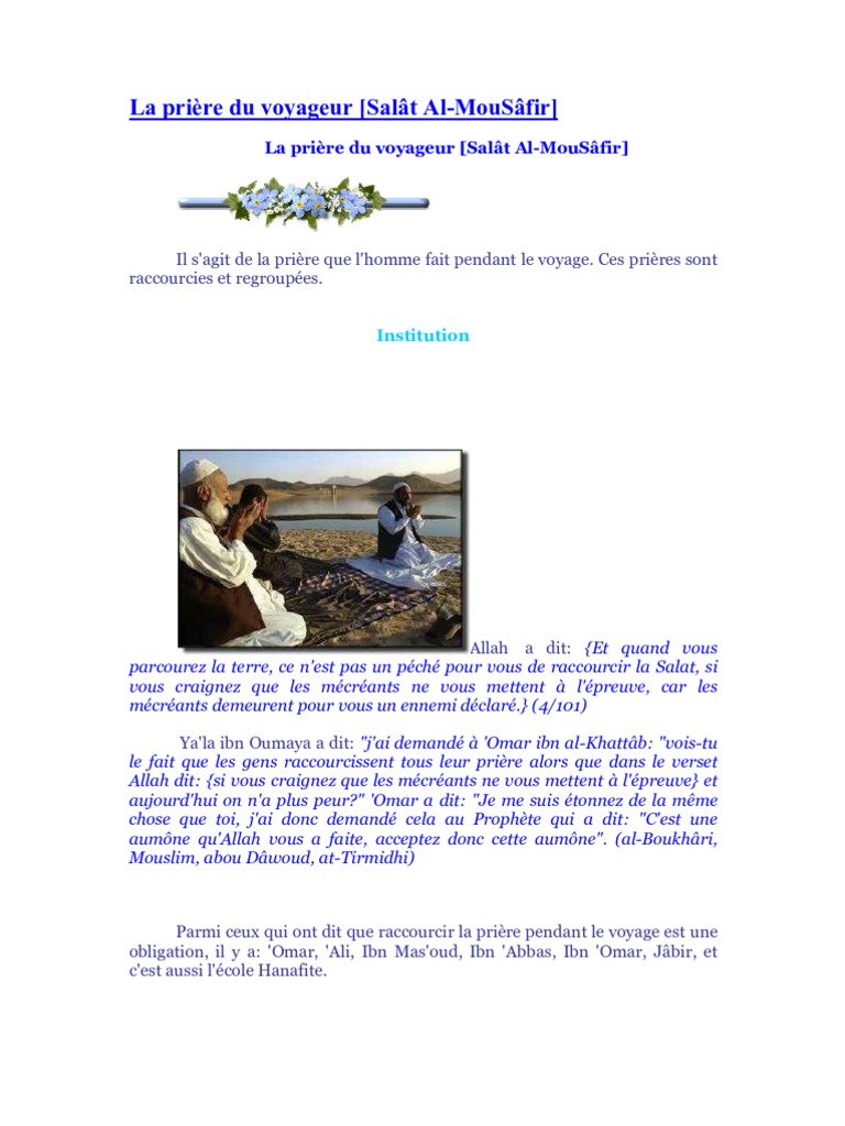 La prière du voyageur | Charia | Éthiques islamiques