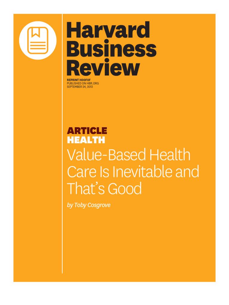 Value-Based Health Care: A Necessity | PDF | Hospital | Health Care