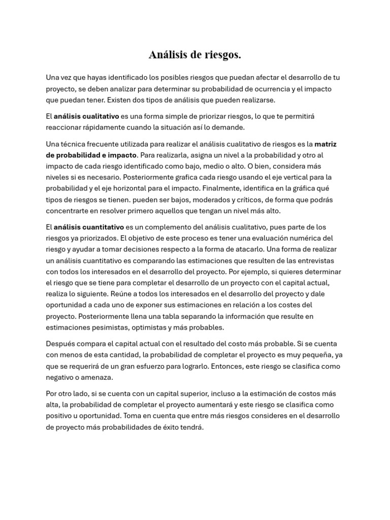 Análisis de Riesgos | PDF | Riesgo | Probabilidad