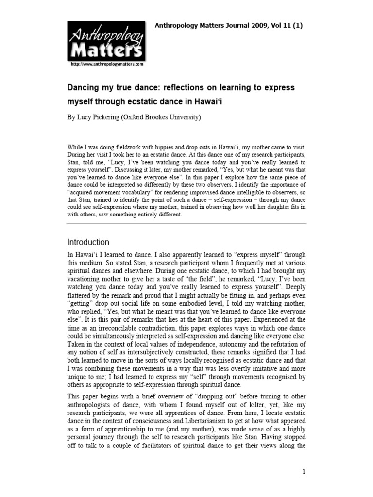 Dancing My True Dance Reflections On Lea | PDF | Dances | Knowledge