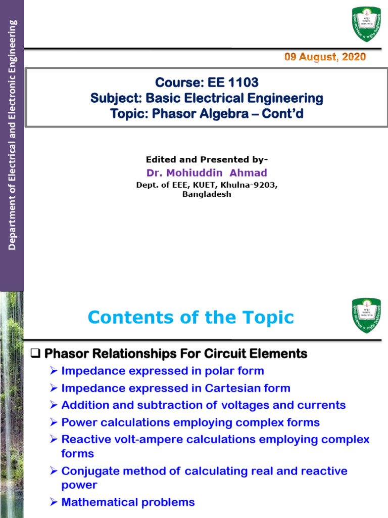 Phasor Algebra in Electrical Engineering | PDF | Electrical Impedance ...