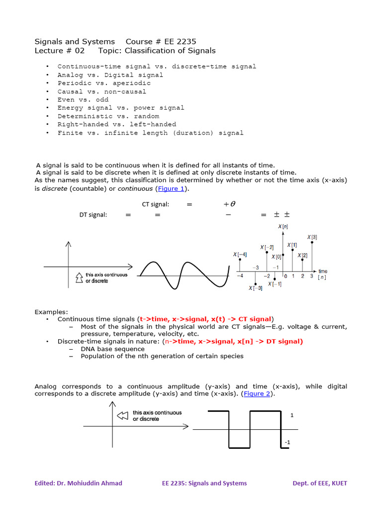 lecture02 - classification of signals | PDF | Discrete Time And ...