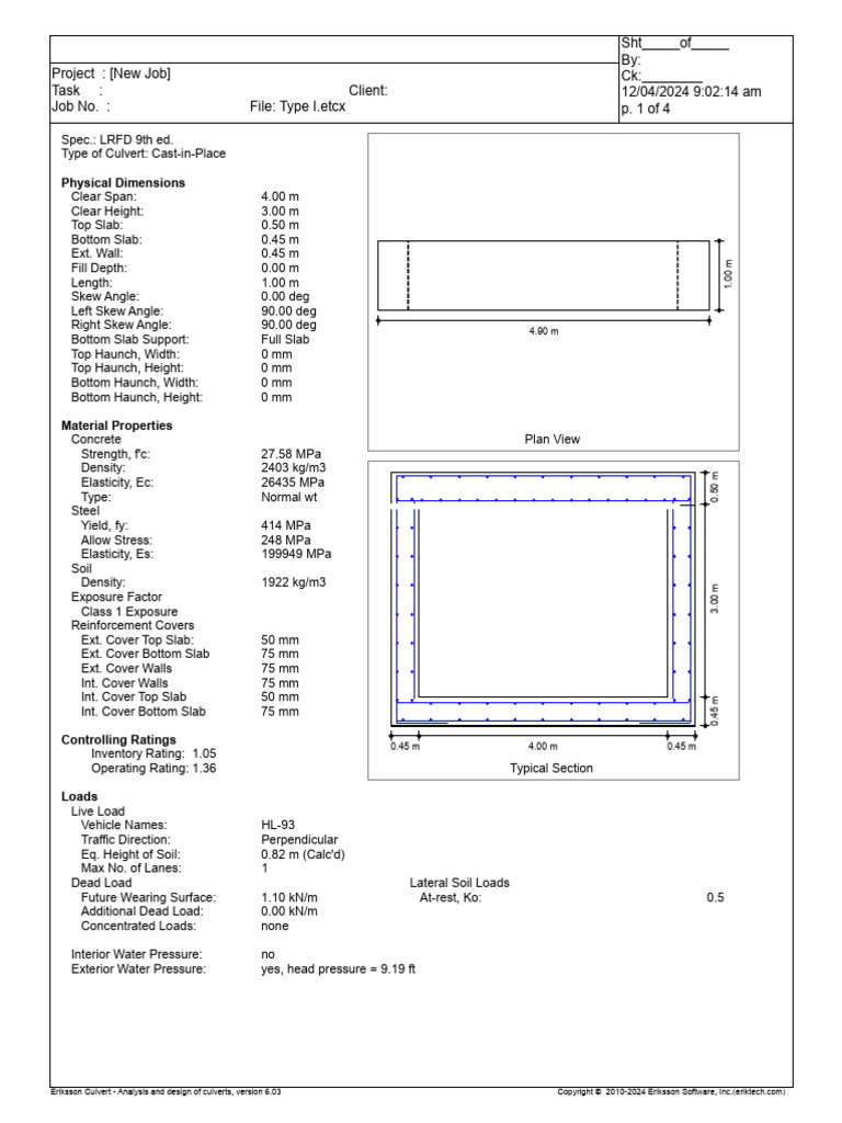 4m Length X 3m Depth Box Culvert | PDF | Civil Engineering | Building ...