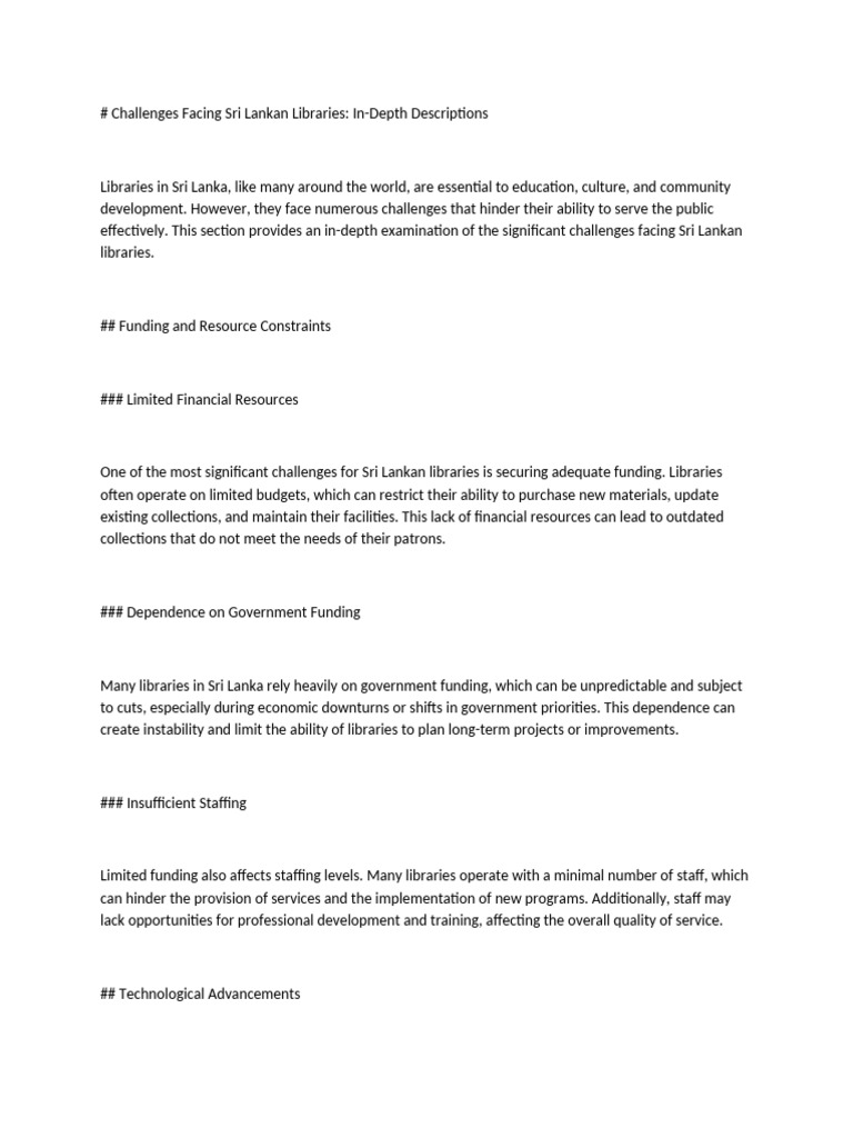 Challenges of Sri Lankan Libraries | PDF | Libraries
