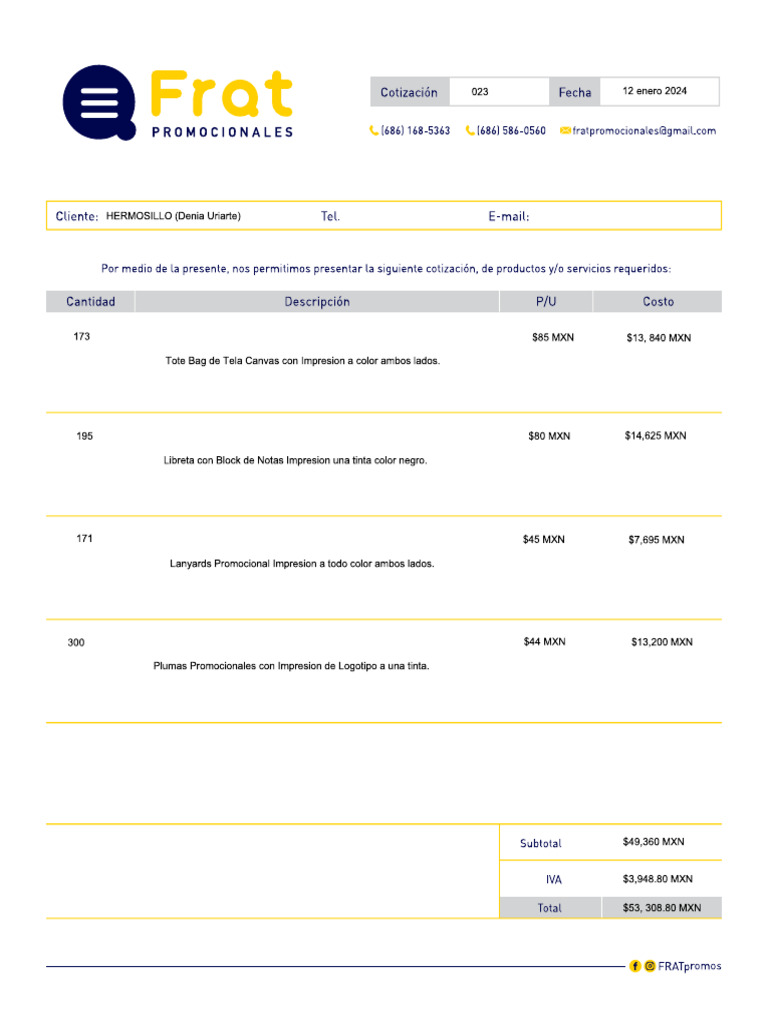 Frat Promocionales Kits Onboarding 2024 | PDF