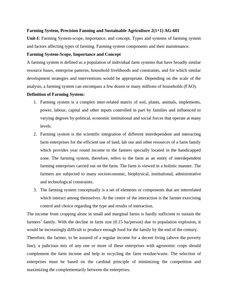 Farming System Unit 1 Pdf Agriculture Humidity