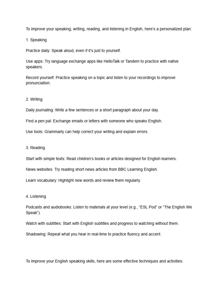 How To Improve English Speaking Skills | PDF