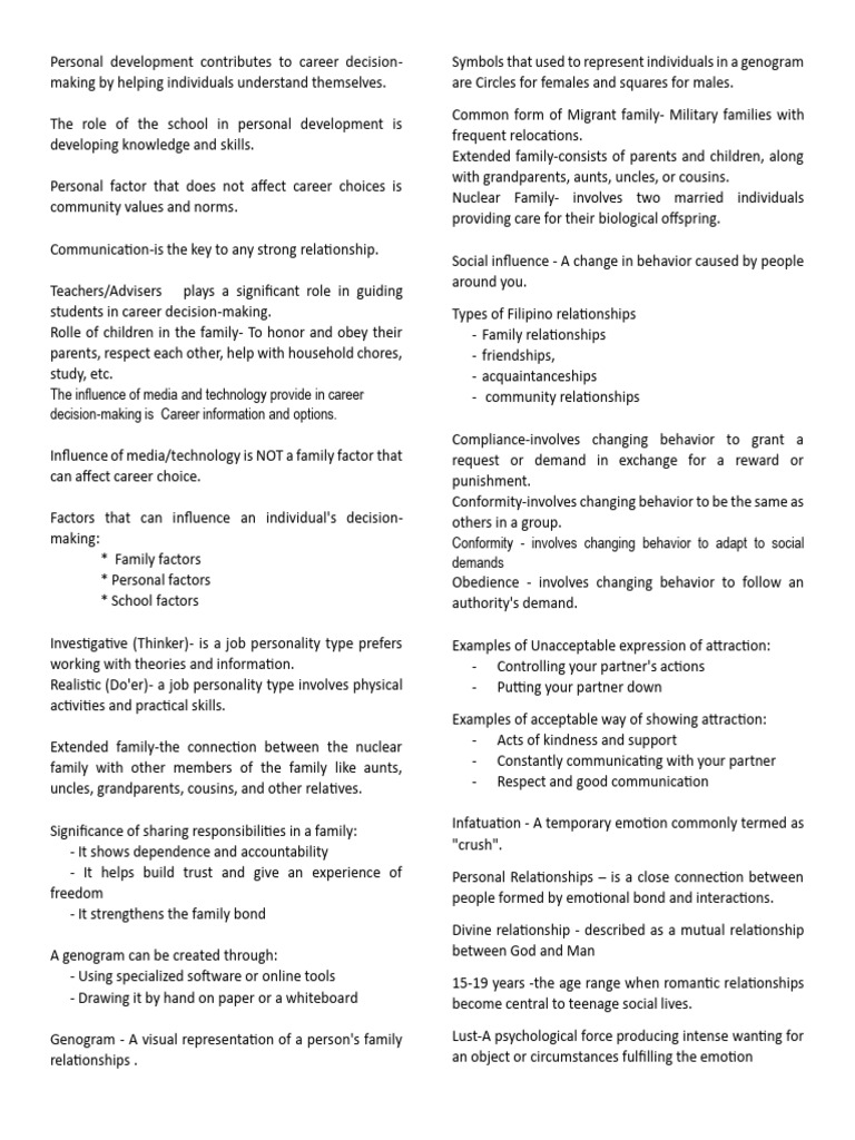 Personal Development in Career Choices | PDF | Family | Emotions
