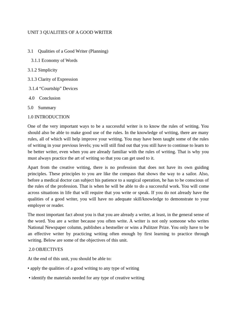 Essential Qualities of Good Writers | PDF | Essays | Human Communication
