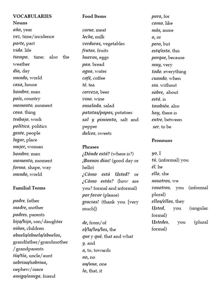 VOCABULARIES | PDF
