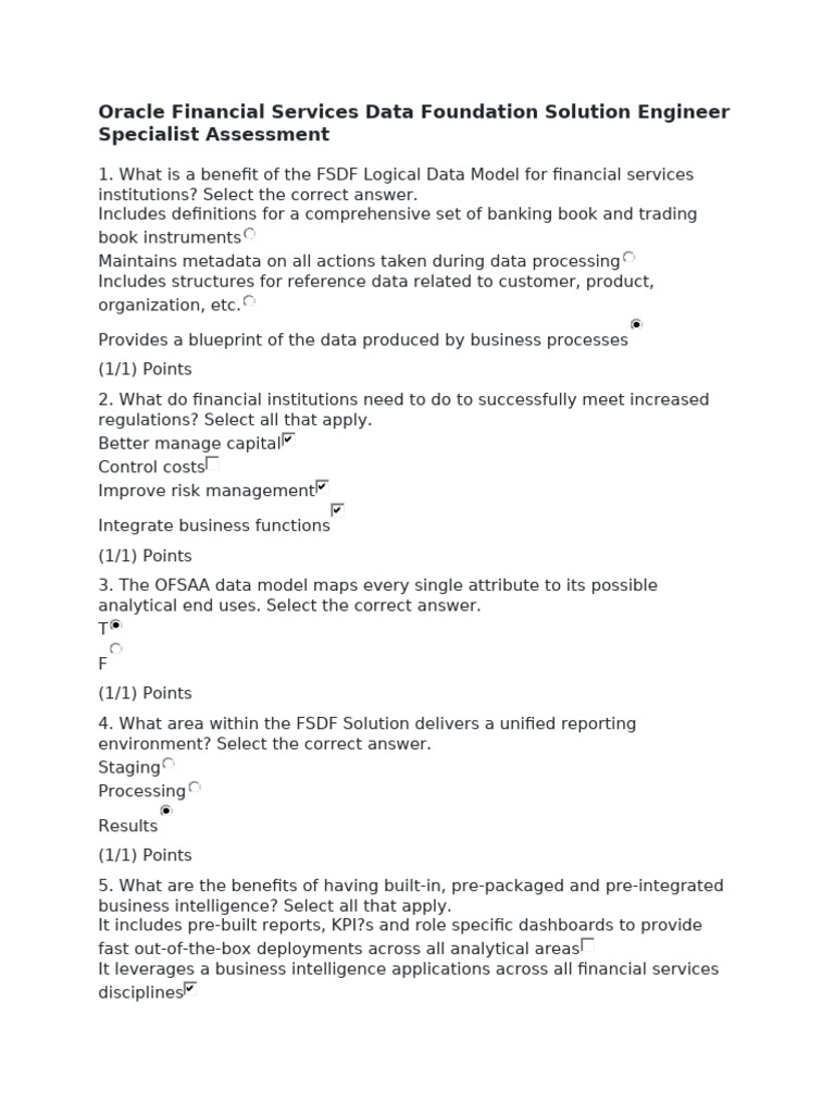 Oracle FSDF Solution Engineer Assessment | PDF | Big Data | Business ...