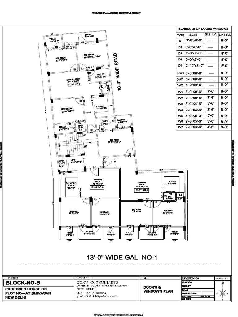 Door & Window Plan - Block-B | PDF