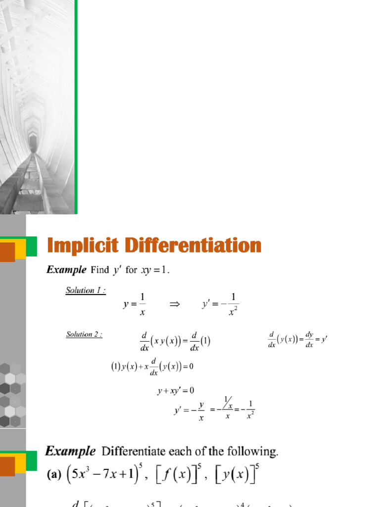 Implicit differentiation pdf