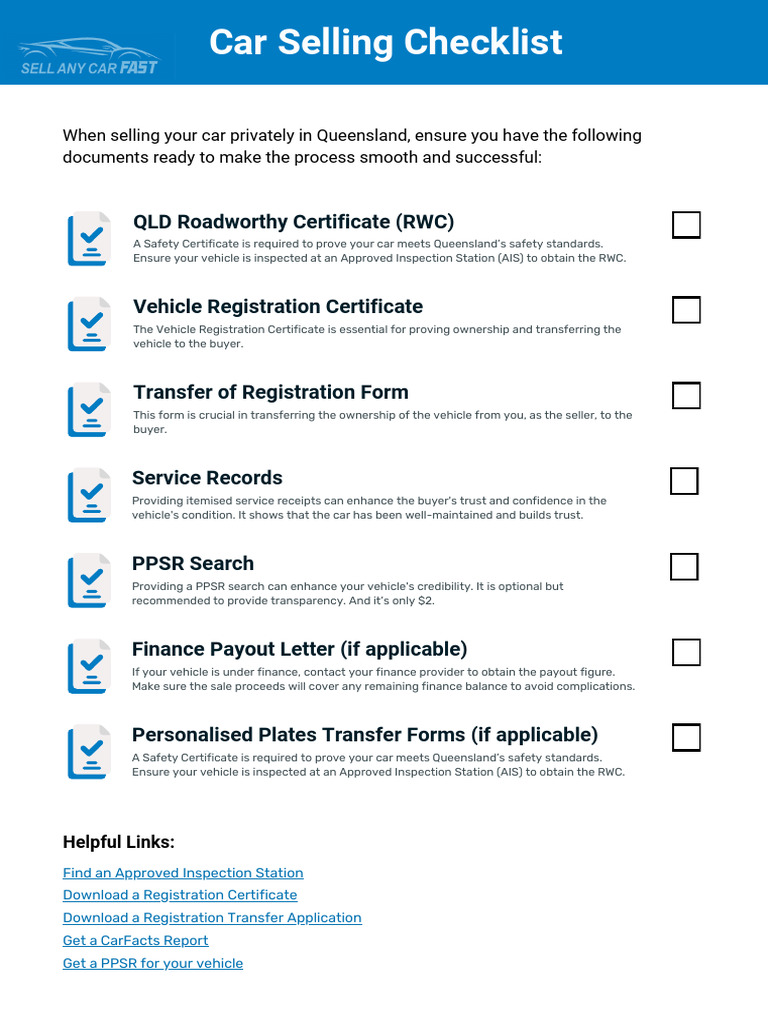 Checklist To Sell Your Car | PDF