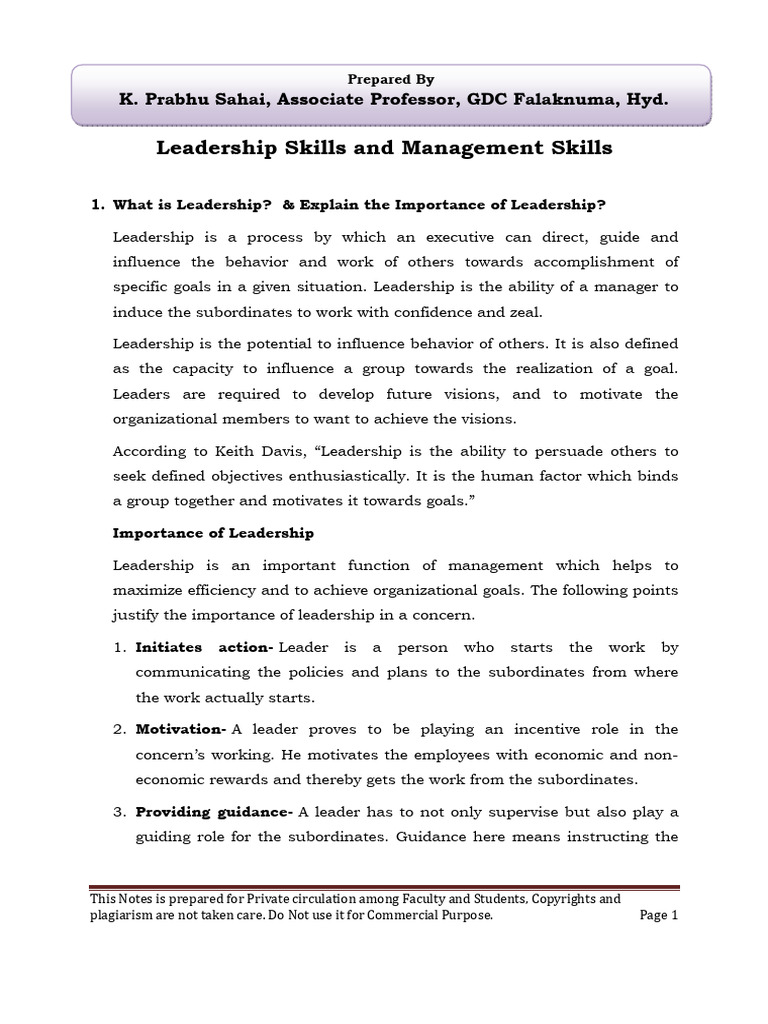 Leadership Notes | PDF | Leadership | Recruitment