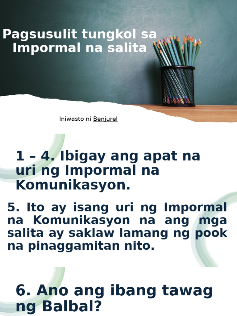 M1 Pagsusulit NG Impormal Na Salita | PDF
