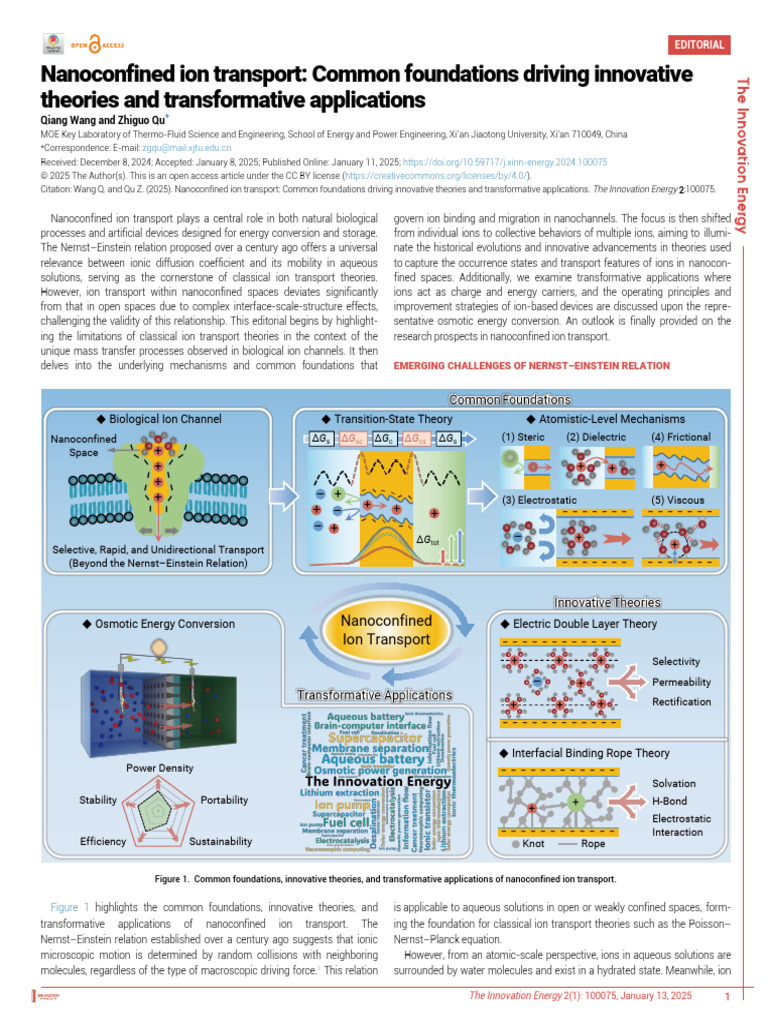 Nanoconfined Ion Transport Theories and Applications | PDF | Ion ...