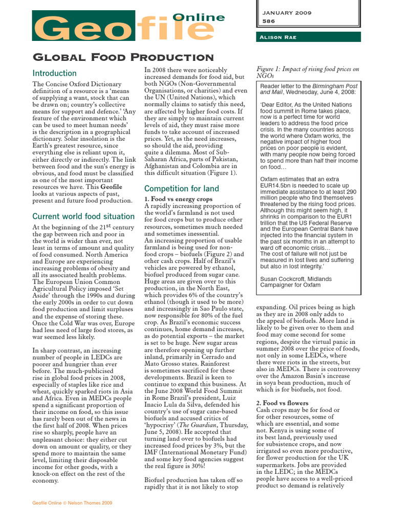 Geofile Food Production | PDF | Agriculture | Food Security