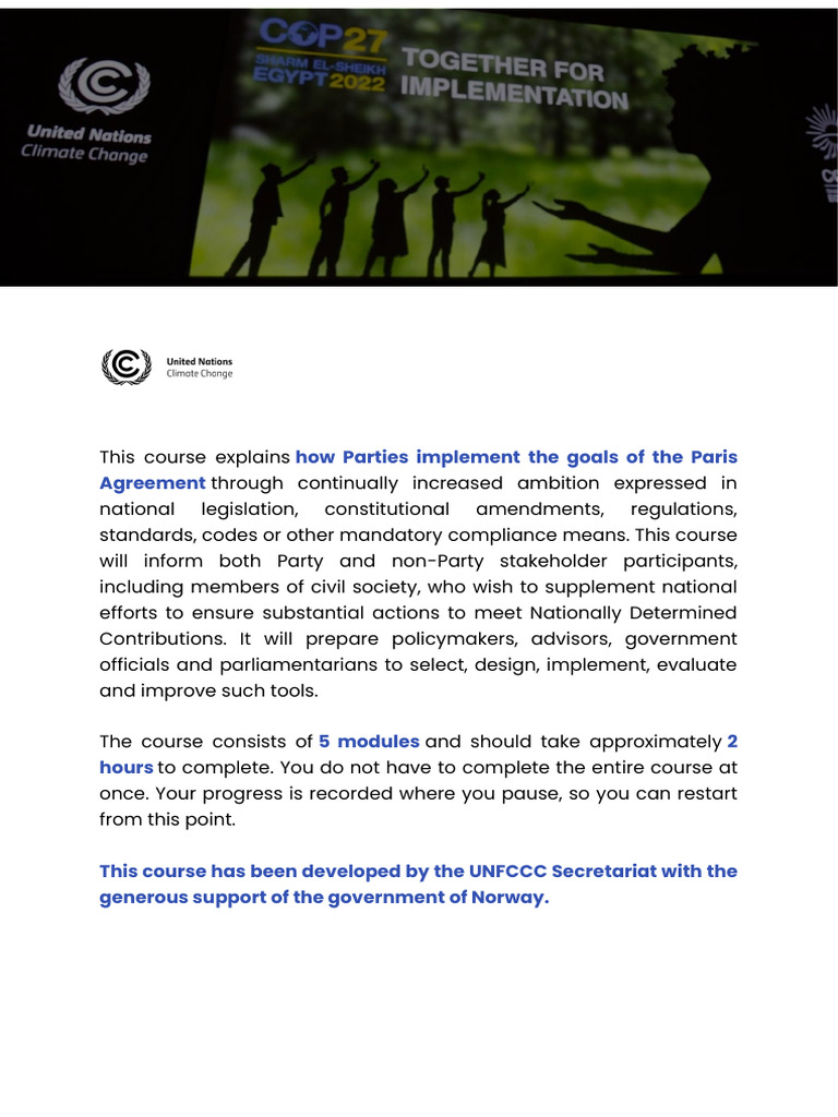Workbook - The National Implementation of The Paris Agreement | PDF ...