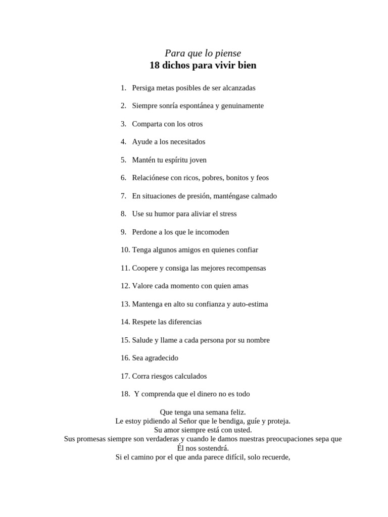 18 Consejos para Vivir Bien y Ser Feliz | PDF