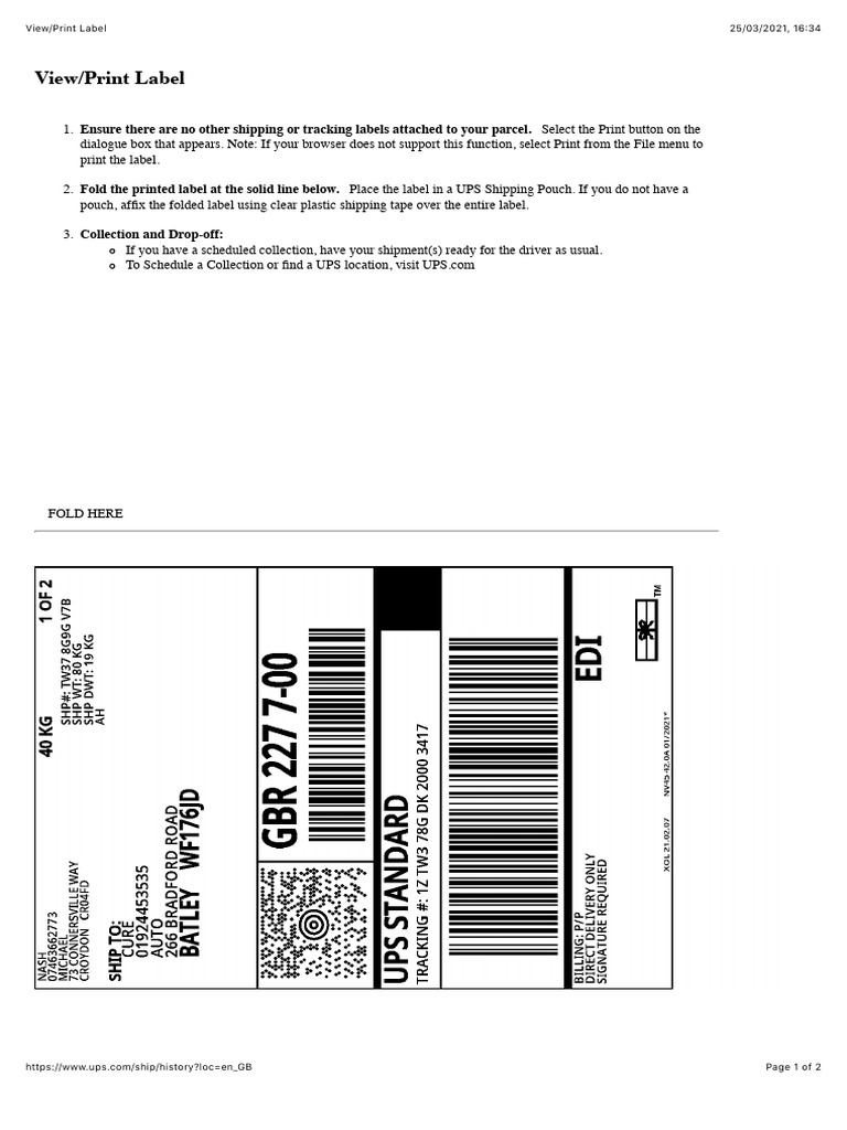 How to Print a UPS Shipping Label | PDF