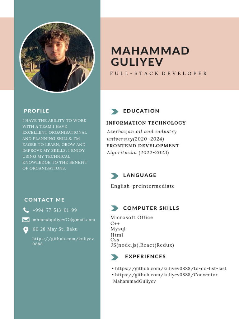 Full-Stack Developer Profile: Mahammad Guliyev | PDF
