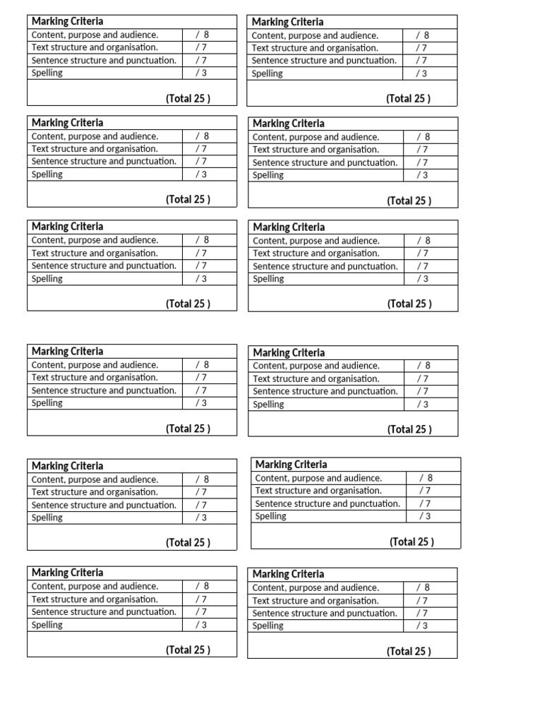 Marking Criteria | PDF | Typography | Publishing
