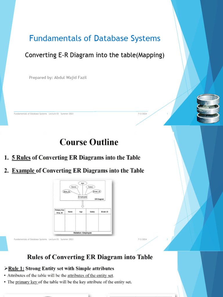 E-R Diagram to Table Mapping Guide | PDF