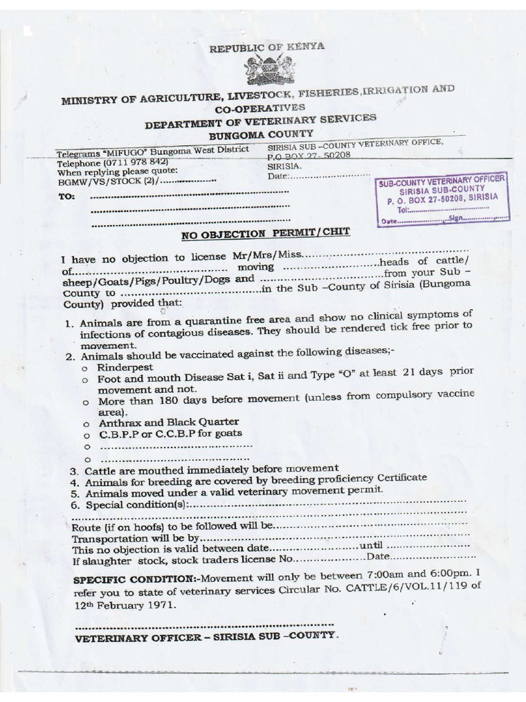 Cattle Permit | PDF