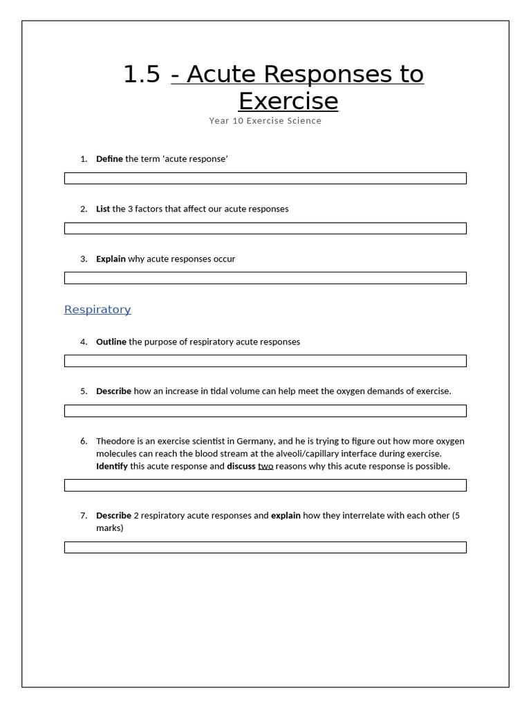 Acute Exercise Responses Guide | PDF