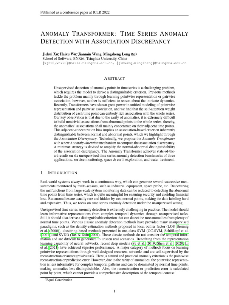Anomaly Transformer for Time Series Detection | PDF | Time Series ...