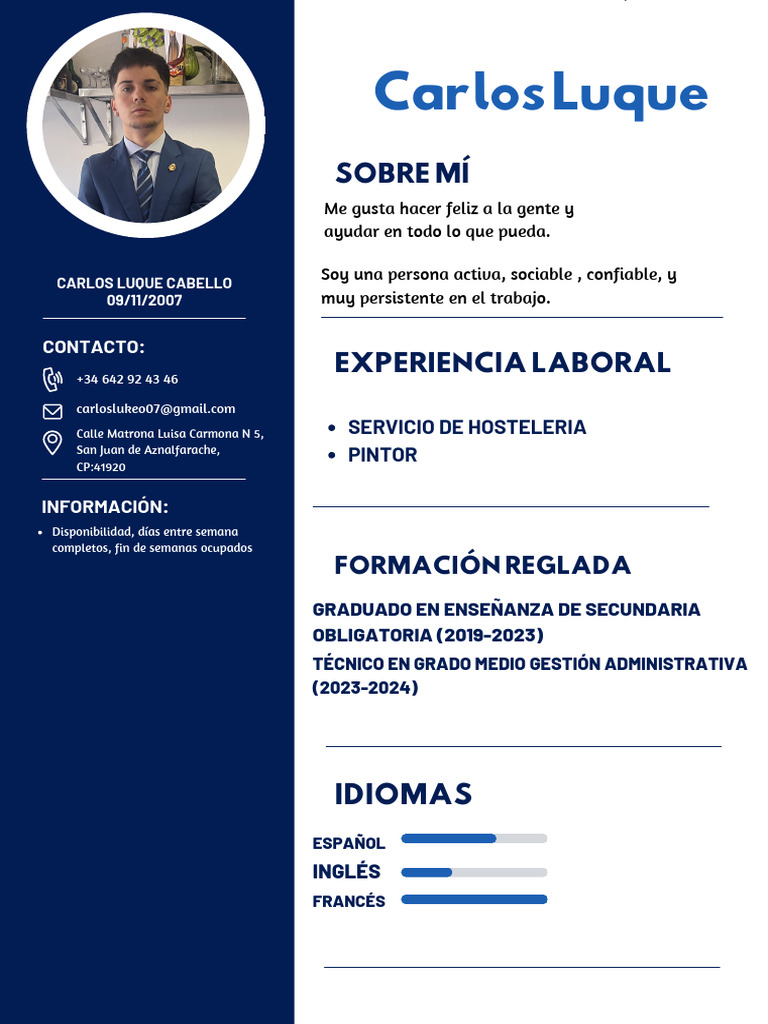 CV Currículum Vitae Marketing Manager Corporativo Azul | PDF