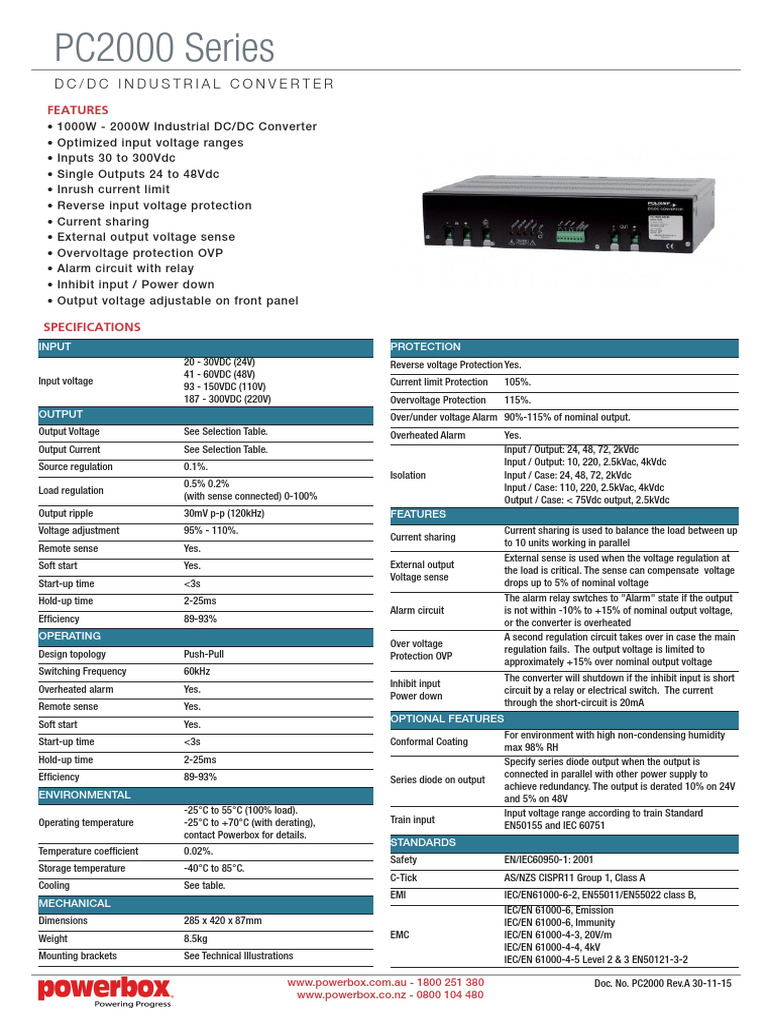 PC2000 Rev.A 30-11-15 | PDF | Mains Electricity | Electrical Engineering
